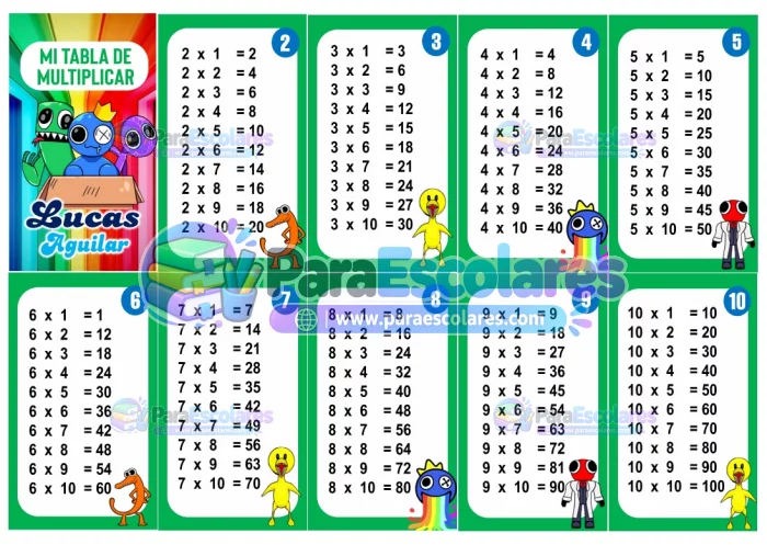 Rainbow Friends  Tabla de Multiplicar